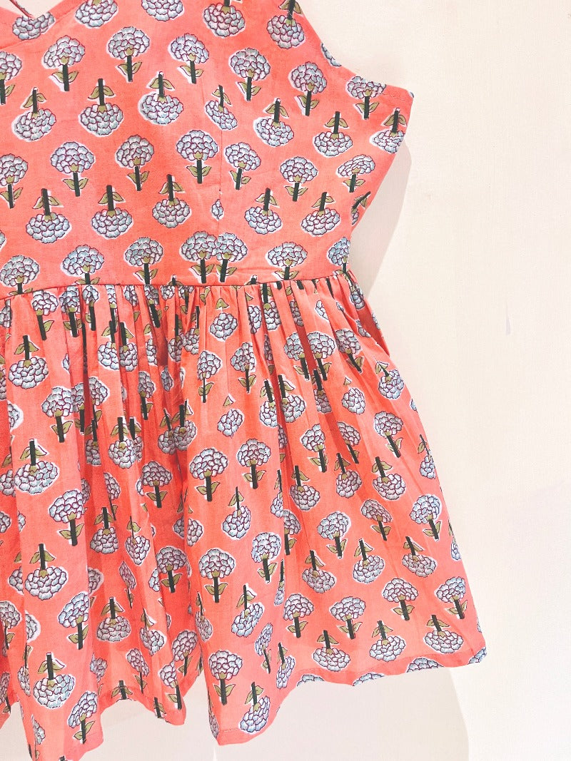 Peach Buti Block Printed Cotton Cami Top