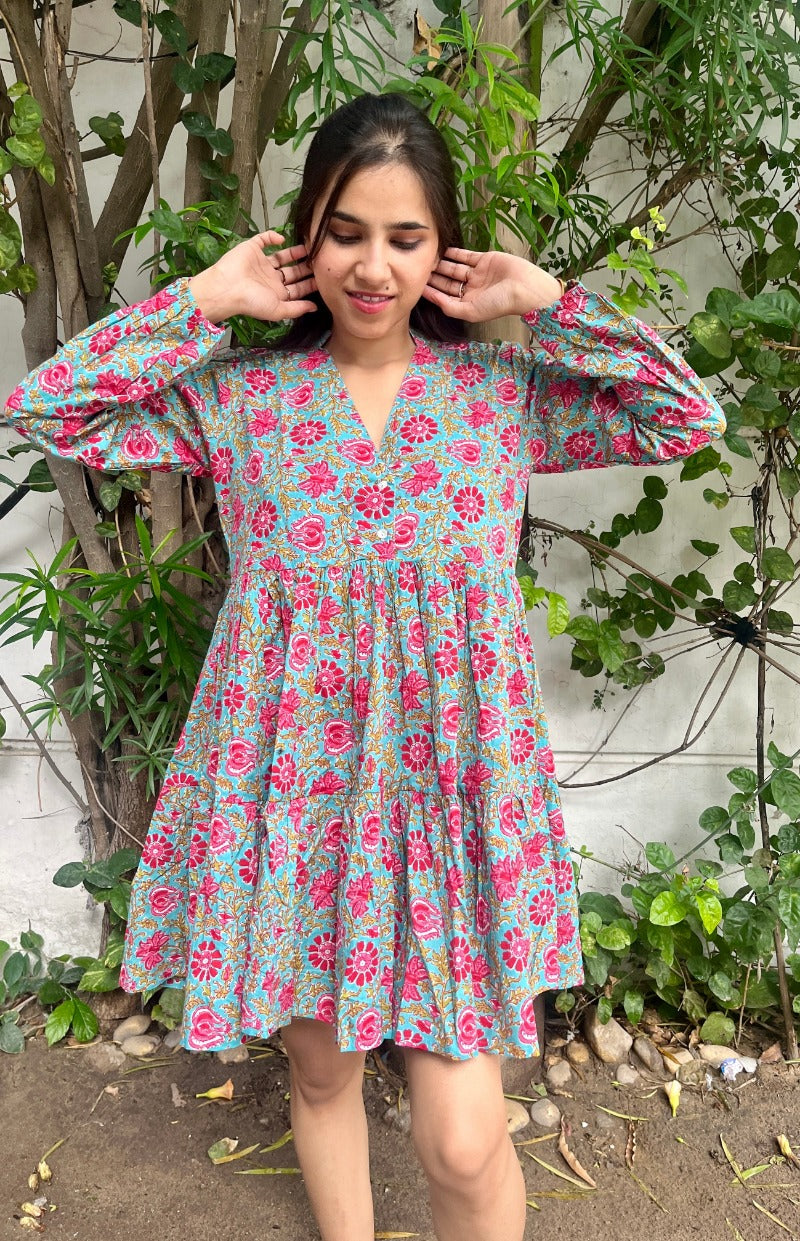 Floral Fusion Tiered Dress