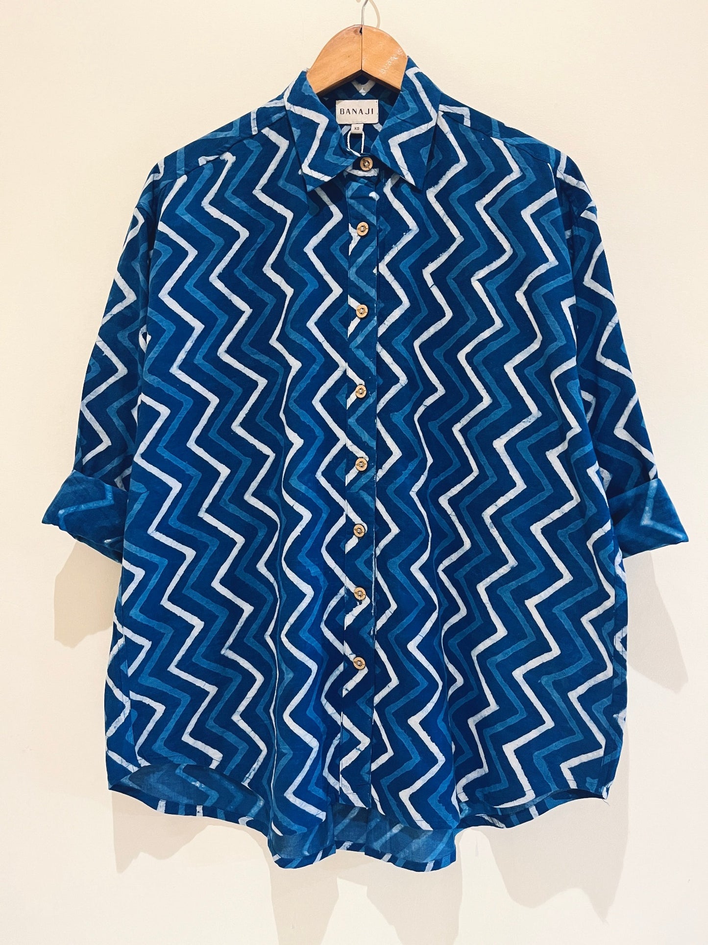 Natural Indigo Zig Zag Printed Co-Ord Set