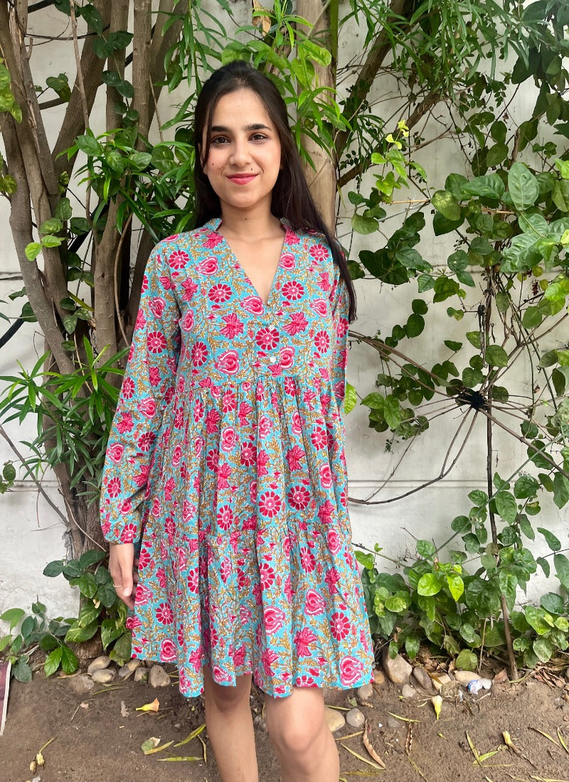 Floral Fusion Tiered Dress