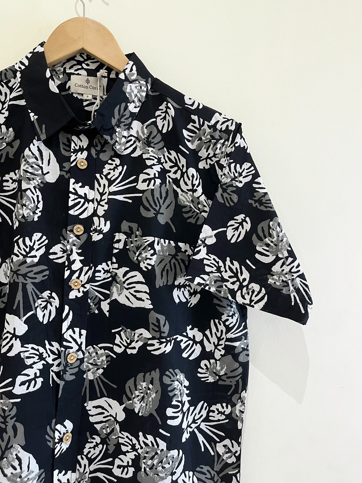 Black Cotton Printed Half Sleeve Shirt