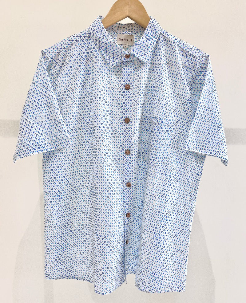 COTTON BLOCK PRINTED HALF SLEEVE SHIRT