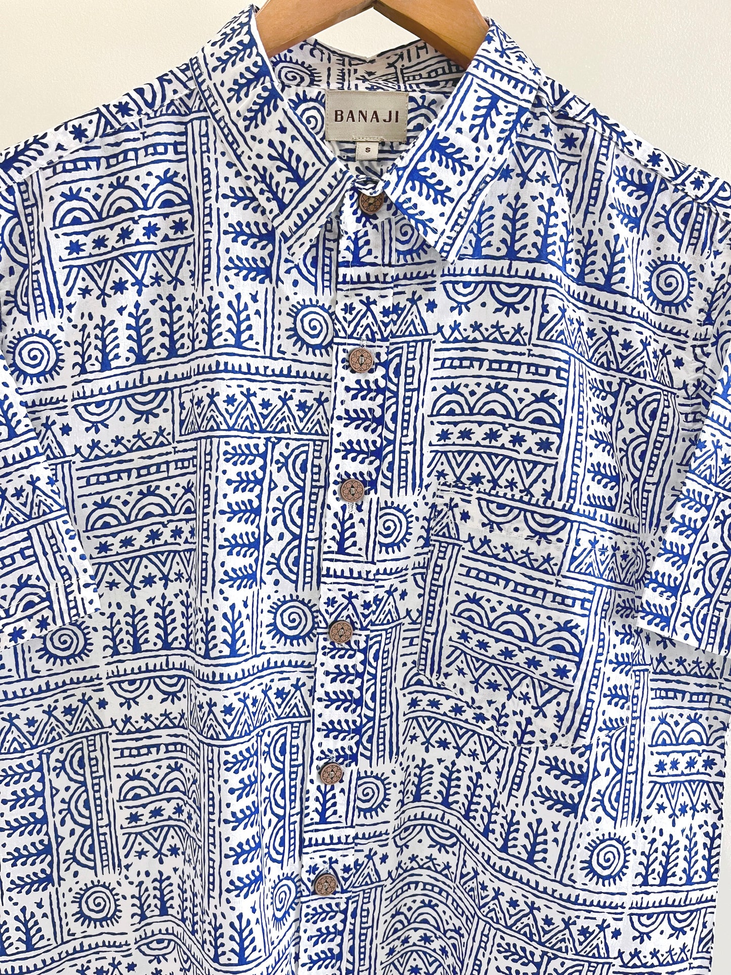 COTTON BLOCK PRINTED HALF SLEEVE SHIRT