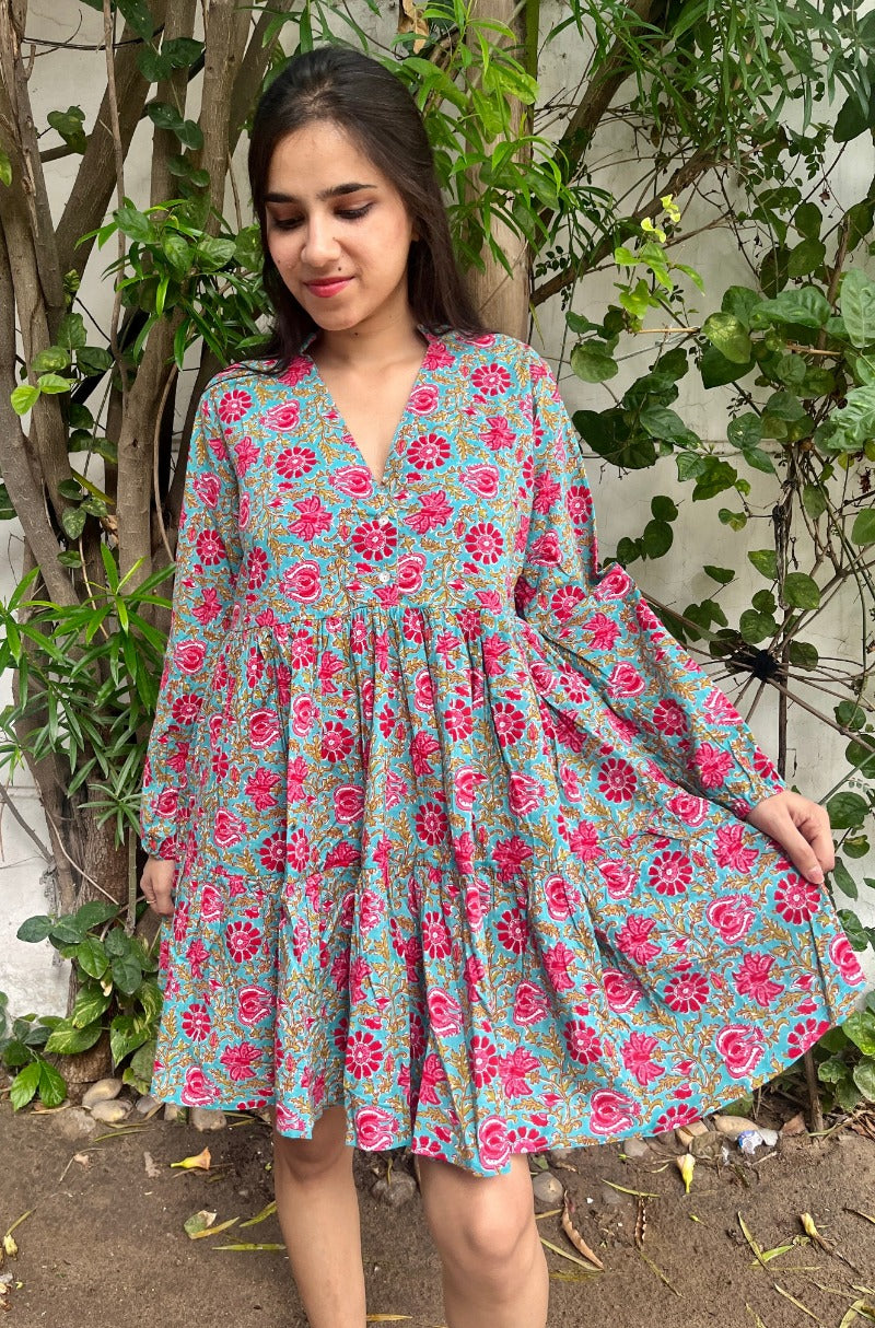 Floral Fusion Tiered Dress