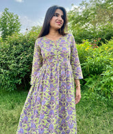 Purple Lotus Printed Dress