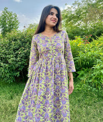 Purple Lotus Printed Dress