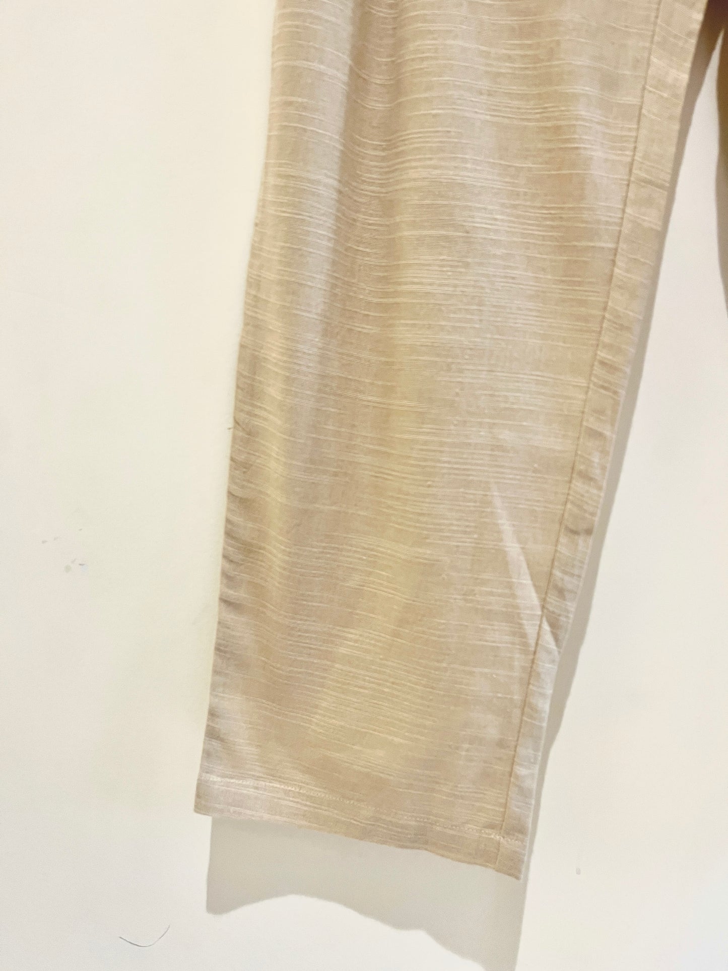 Beige Narrow Leg Cotton Pants