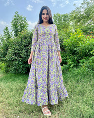 Purple Lotus Printed Dress