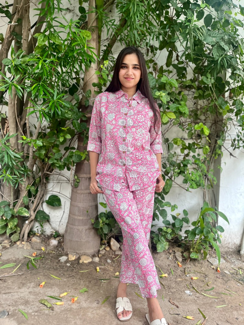 Pink Floral Jaal Printed Co-ord Set