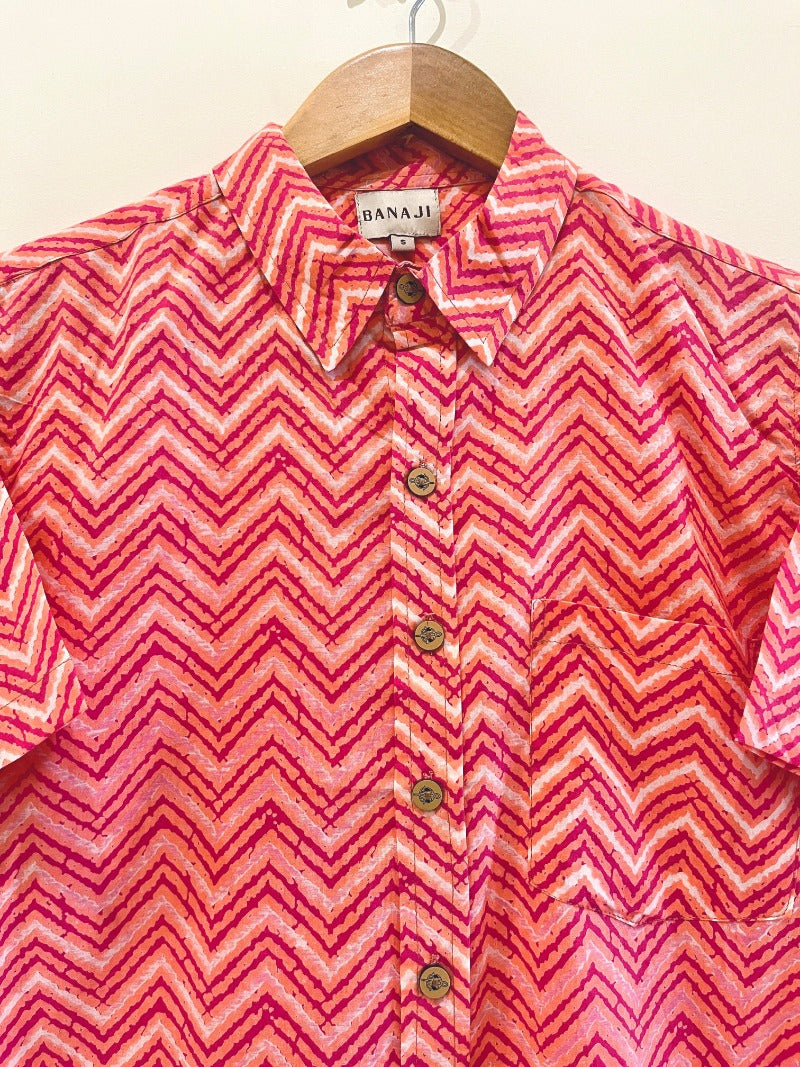 COTTON BLOCK PRINTED HALF SLEEVE SHIRT