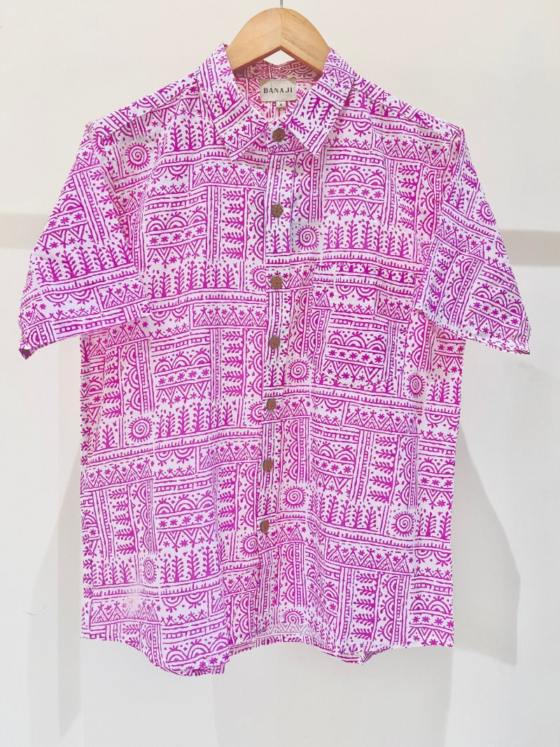 COTTON BLOCK PRINTED HALF SLEEVE SHIRT