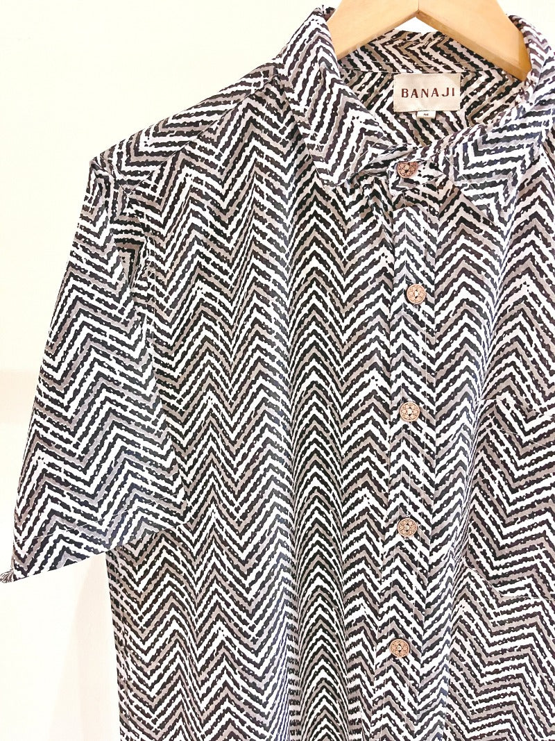 COTTON BLOCK PRINTED HALF SLEEVE SHIRT