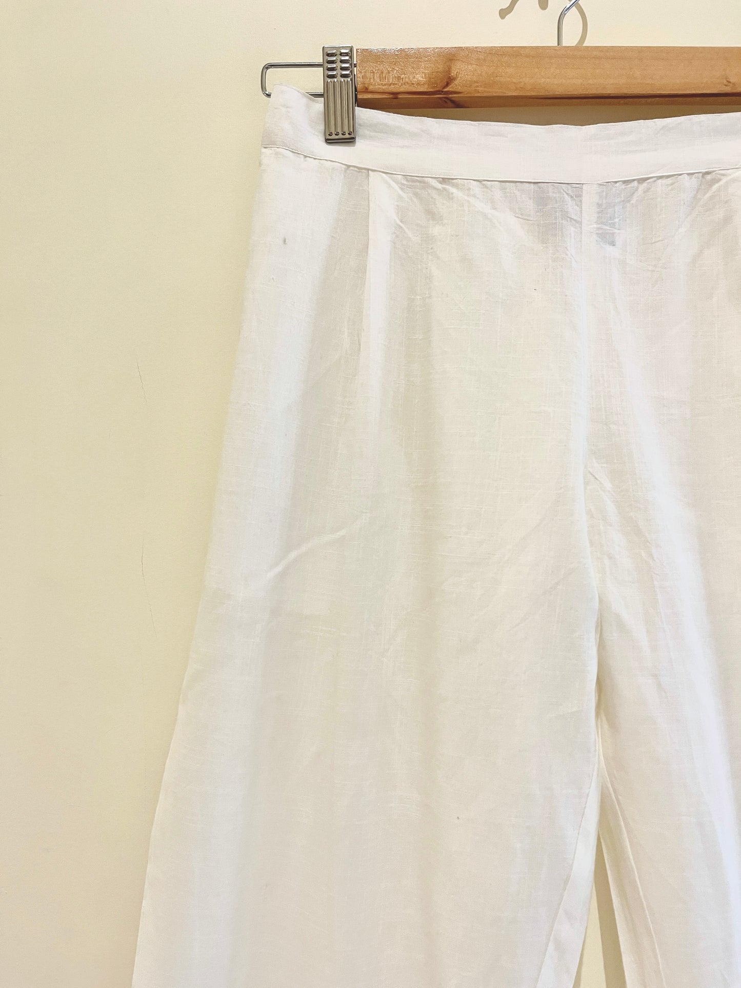 White Narrow Leg Cotton Pants