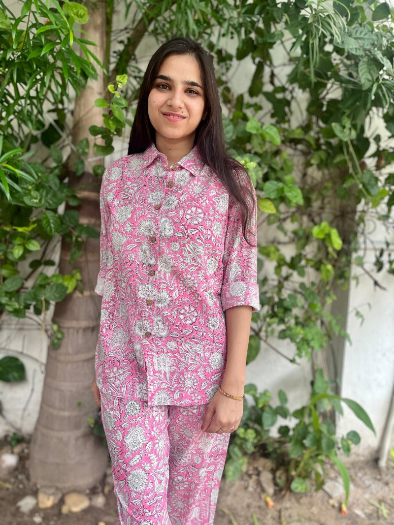Pink Floral Jaal Printed Co-ord Set