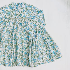 Turquoise Printed Girls Dress (0-8 Yrs)