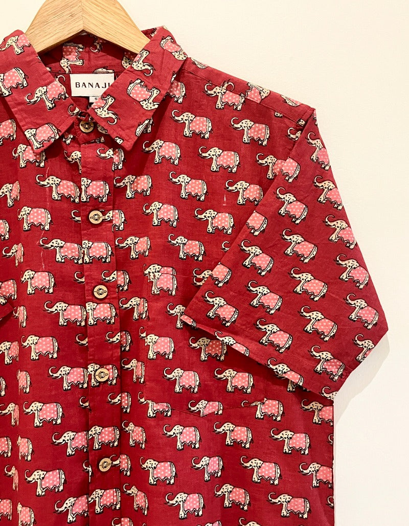 COTTON BLOCK PRINTED HALF SLEEVE SHIRT