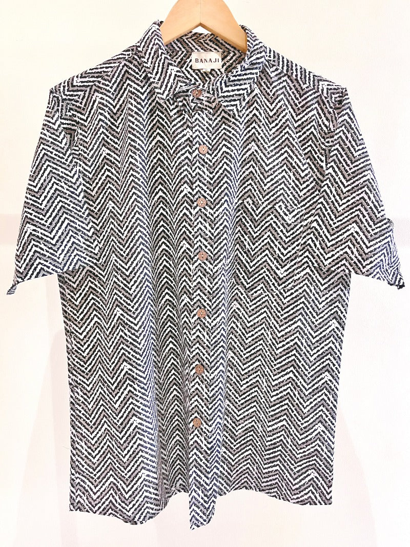 COTTON BLOCK PRINTED HALF SLEEVE SHIRT