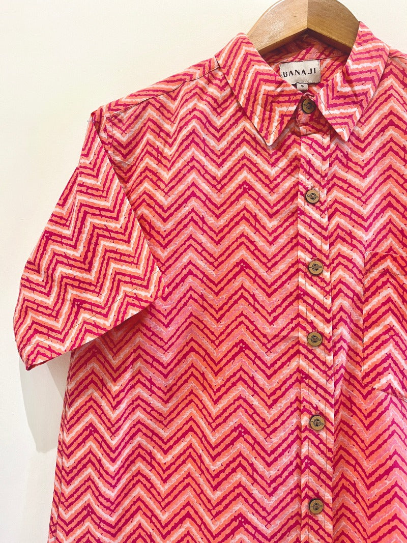 COTTON BLOCK PRINTED HALF SLEEVE SHIRT