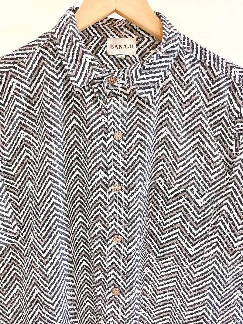 COTTON BLOCK PRINTED HALF SLEEVE SHIRT