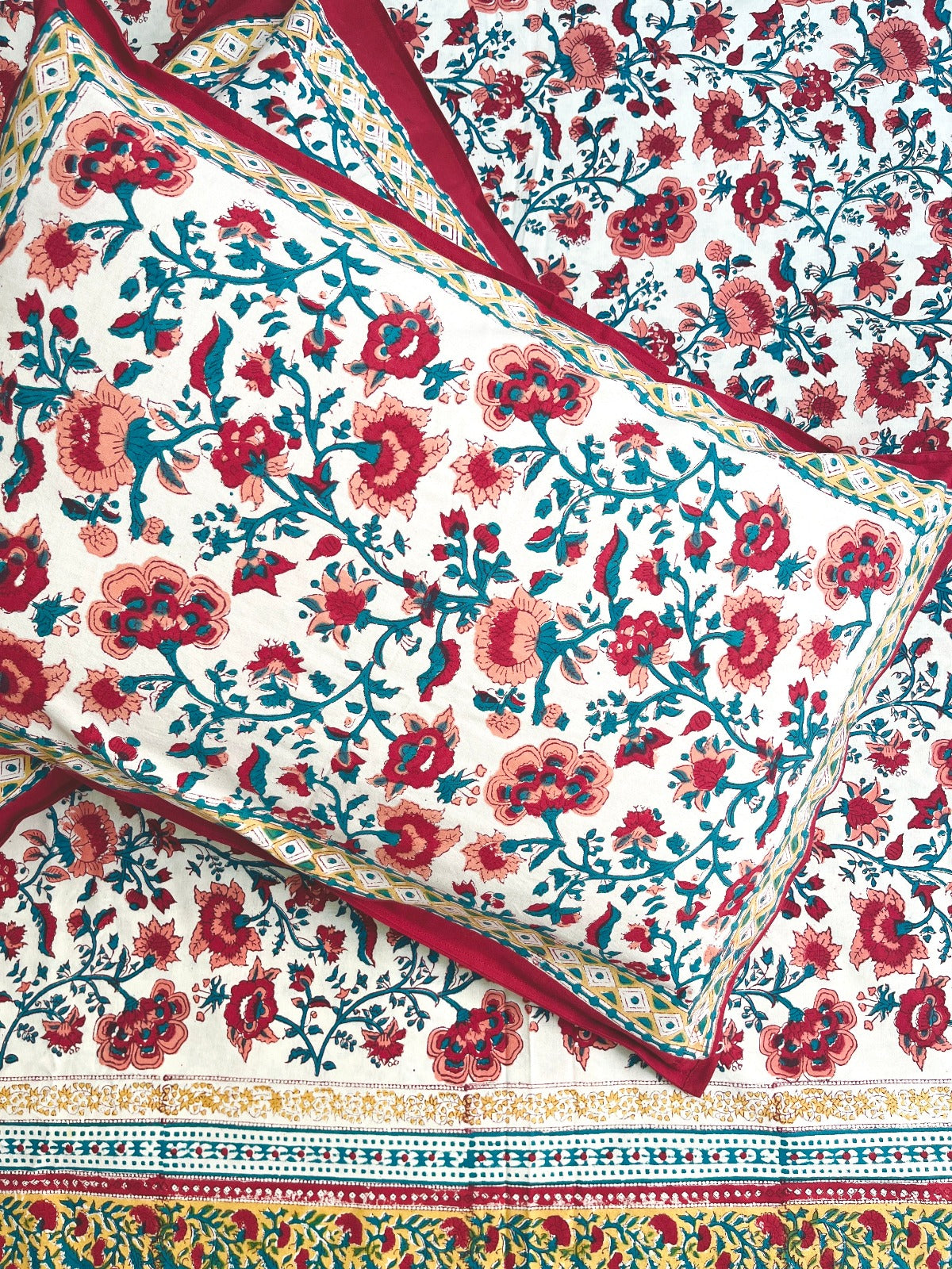 Royal Blooms Block Printed Bedsheet Set