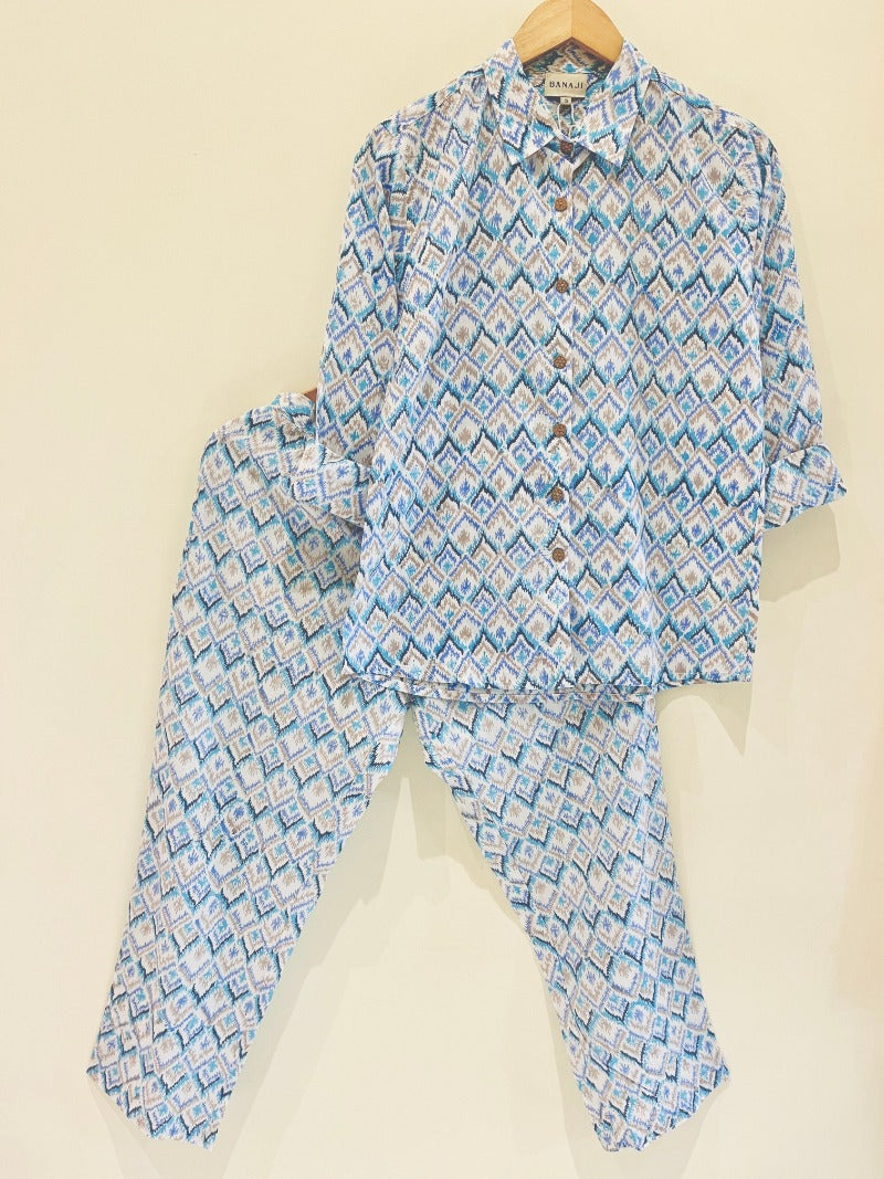 'Most Loved' Blue Ikkat Printed Co-Ord Set