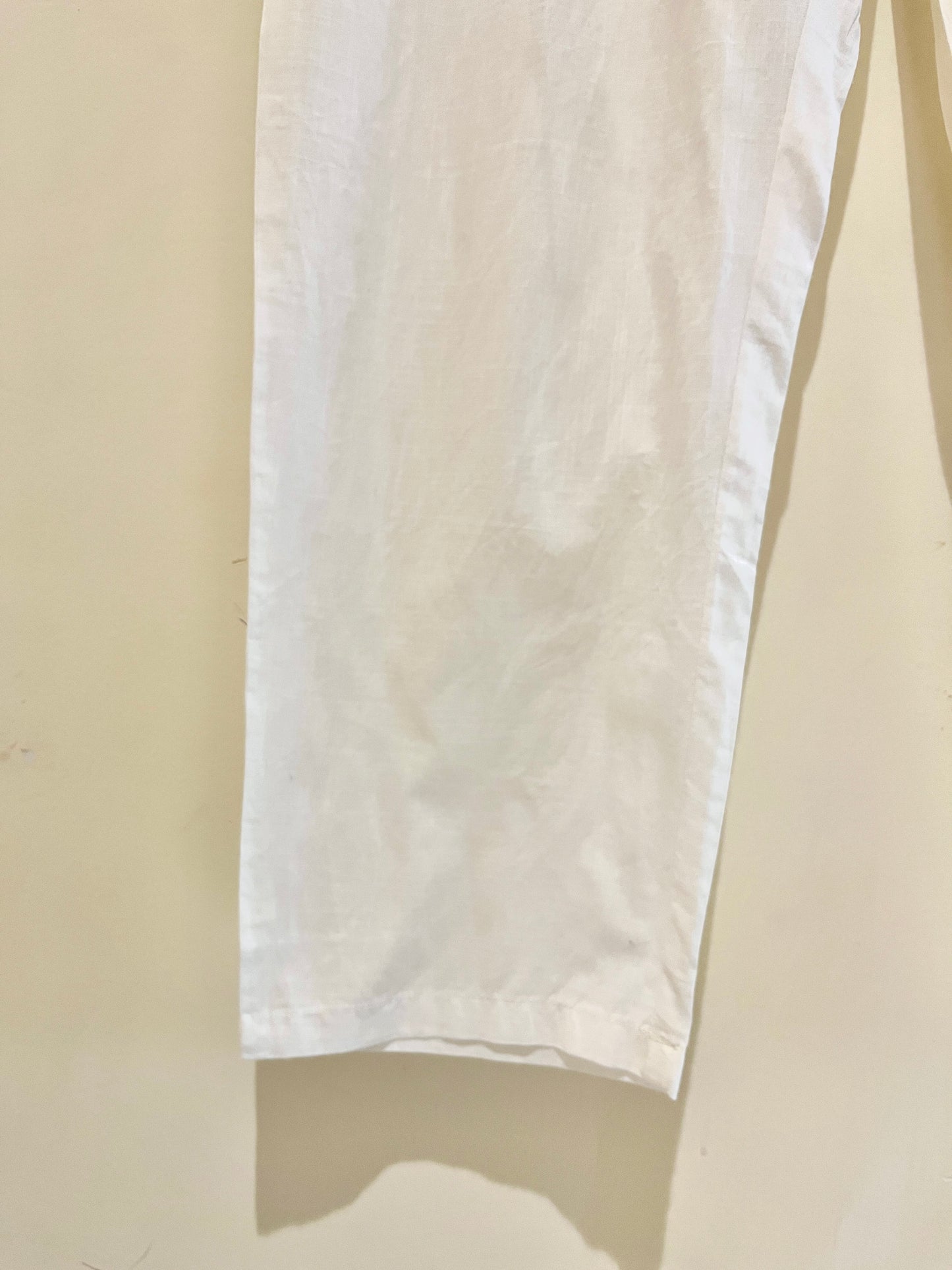 White Narrow Leg Cotton Pants