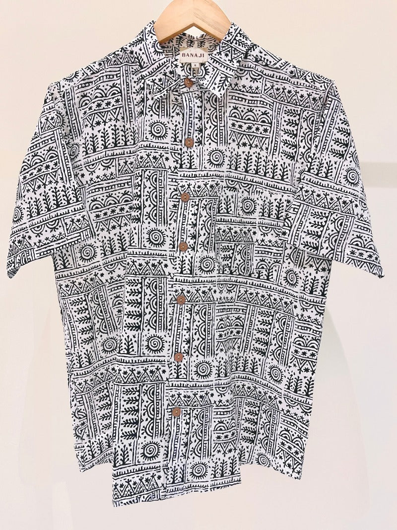 COTTON BLOCK PRINTED HALF SLEEVE SHIRT