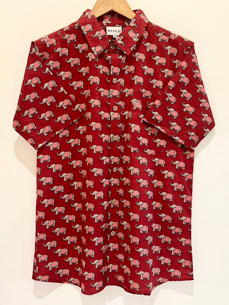 COTTON BLOCK PRINTED HALF SLEEVE SHIRT