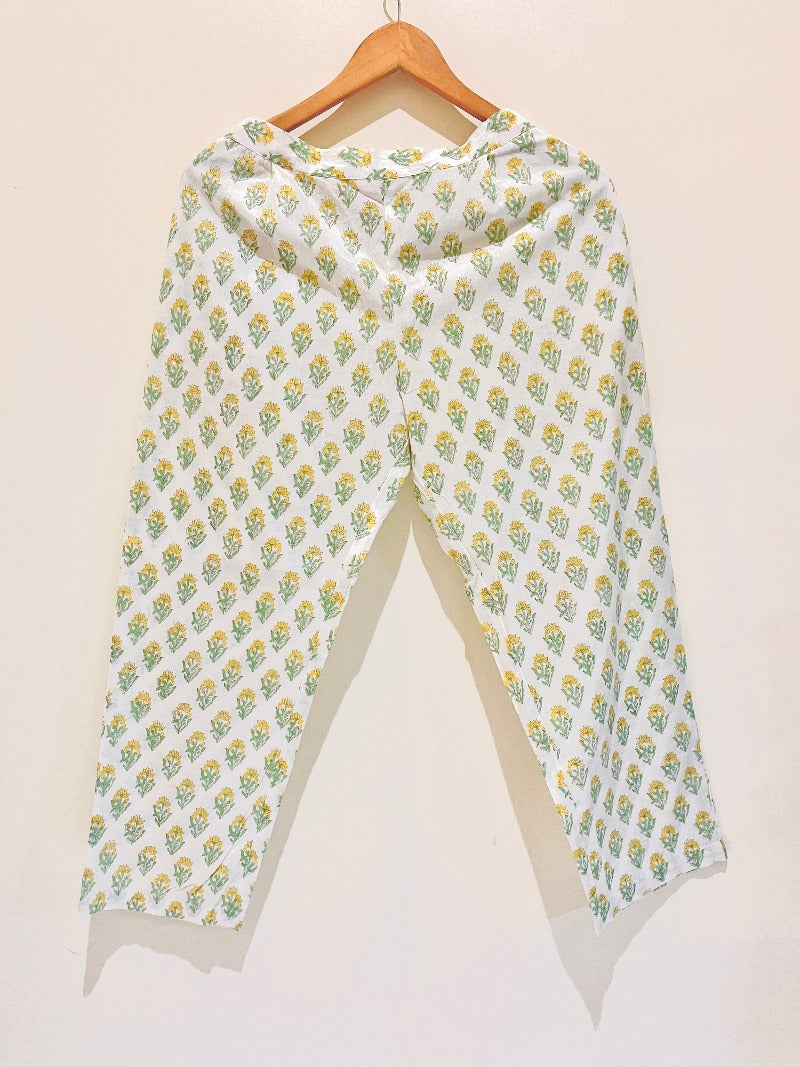 Sunshine Buta Bliss: White Yellow Printed Co-ord Set
