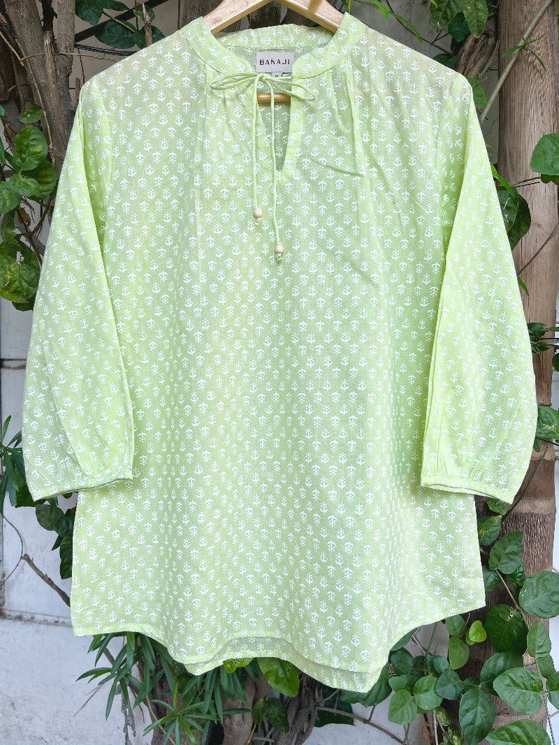 Block Printed Cotton Short Kurti