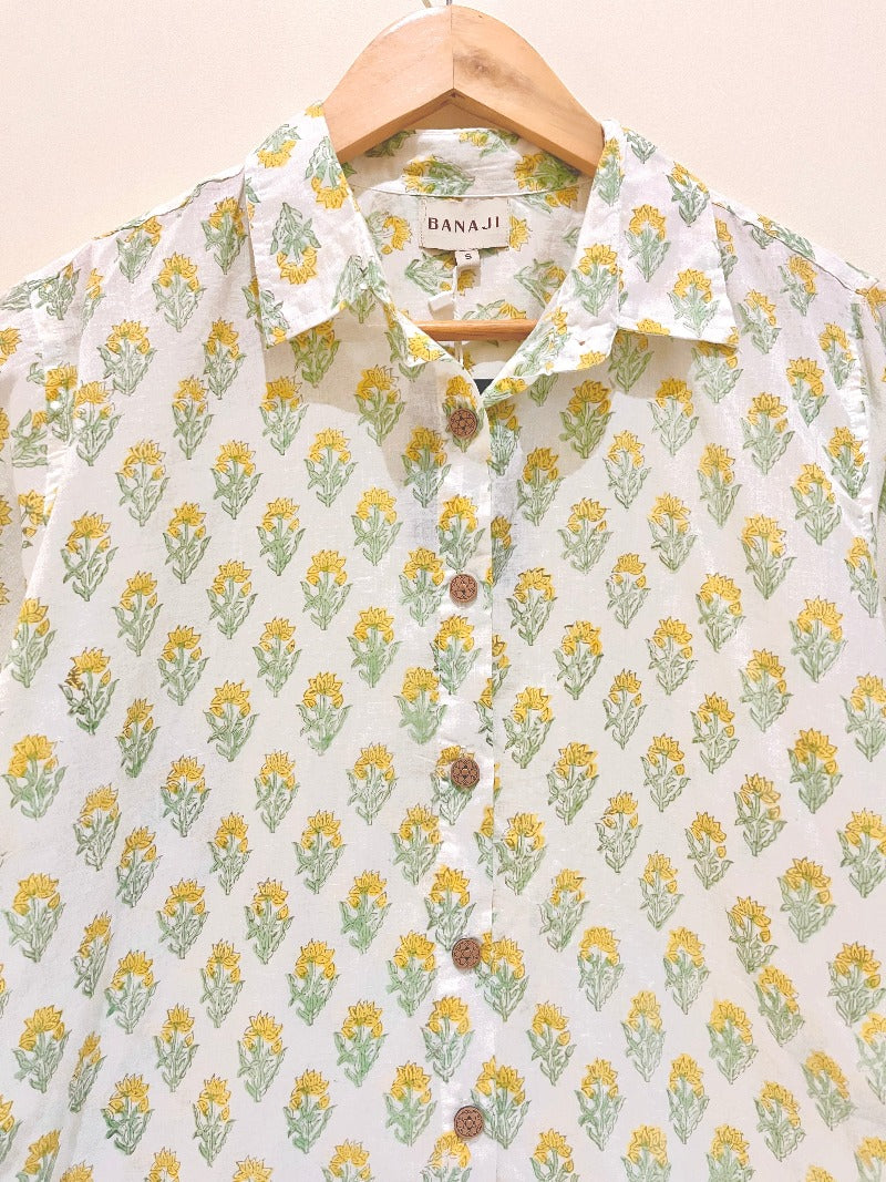 Sunshine Buta Bliss: White Yellow Printed Co-ord Set