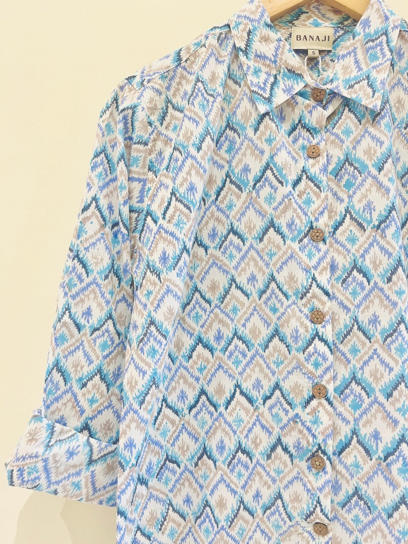 'Most Loved' Blue Ikkat Printed Co-Ord Set