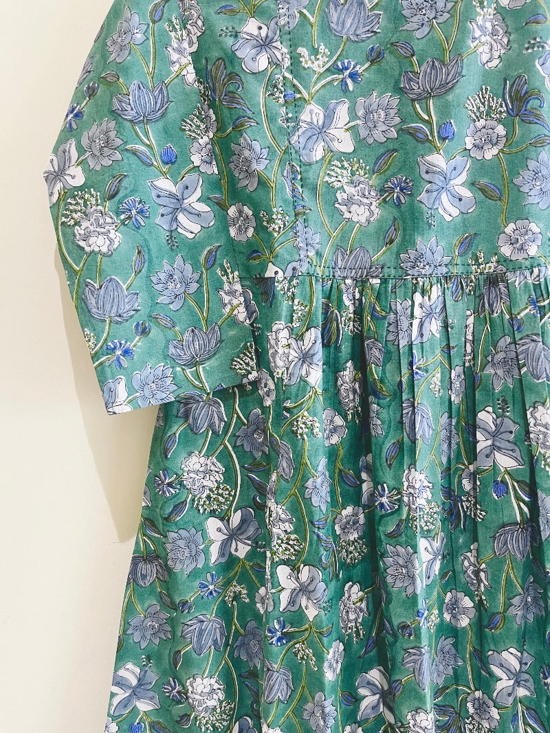 Emerald Block Printed Cotton Kurta