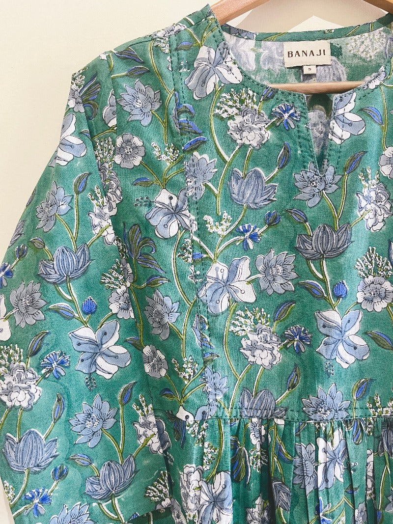 Emerald Block Printed Cotton Kurta