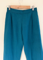 Teal Narrow Leg Cotton Pants