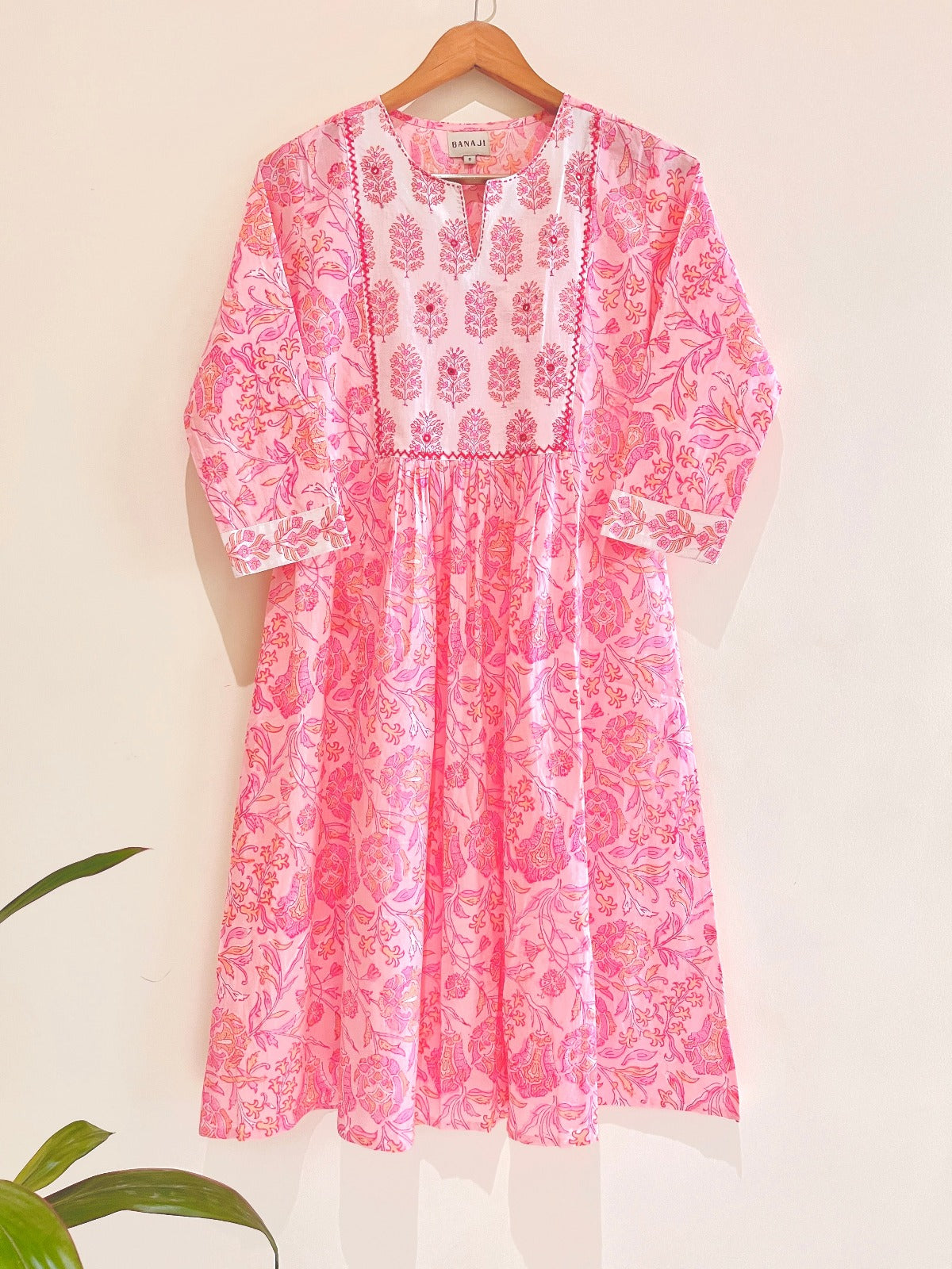 Blushing Floral Block Printed Cotton Kurta