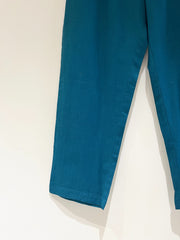 Teal Narrow Leg Cotton Pants