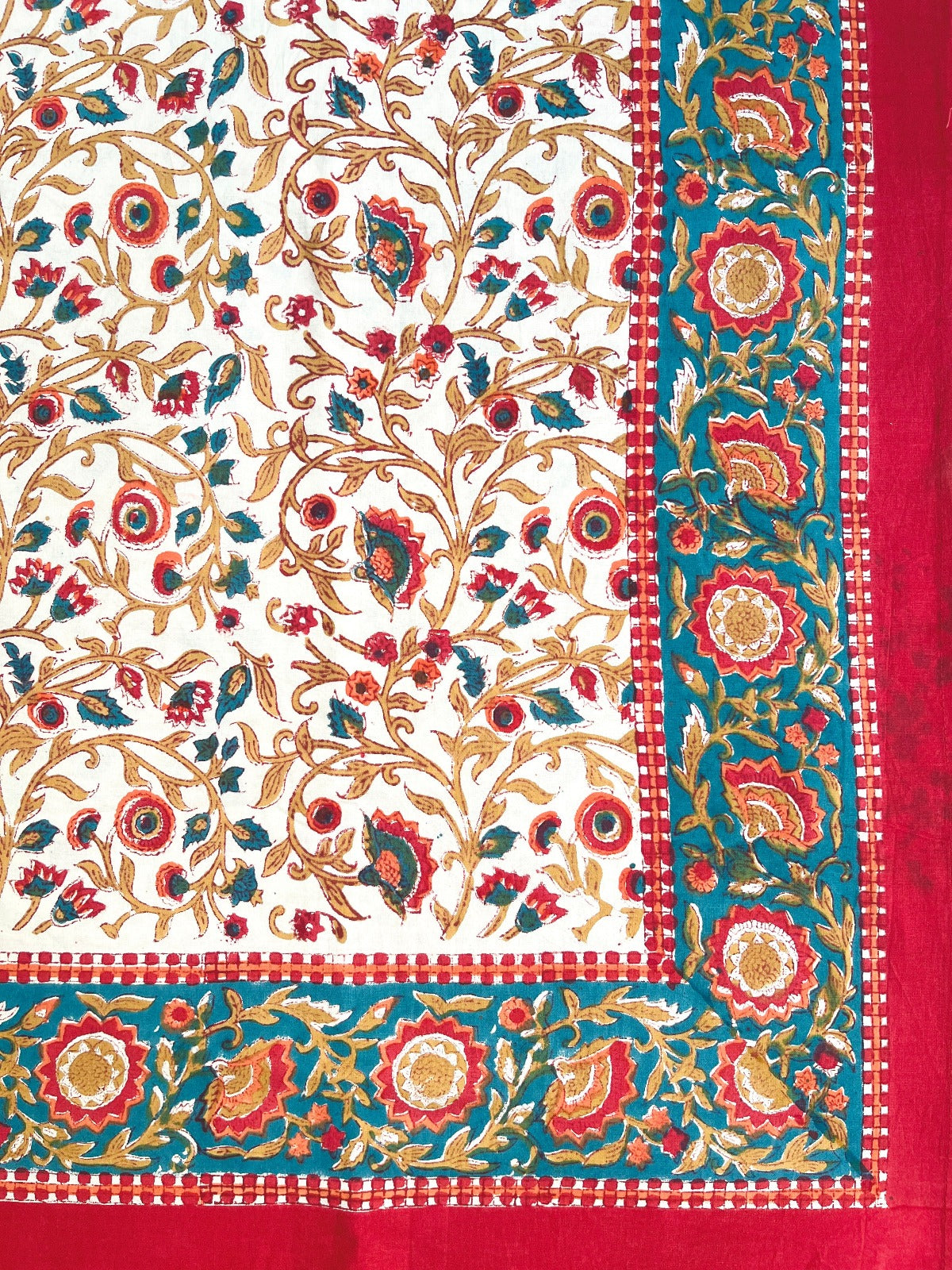 Garden of Roses Block Printed Bedsheet Set