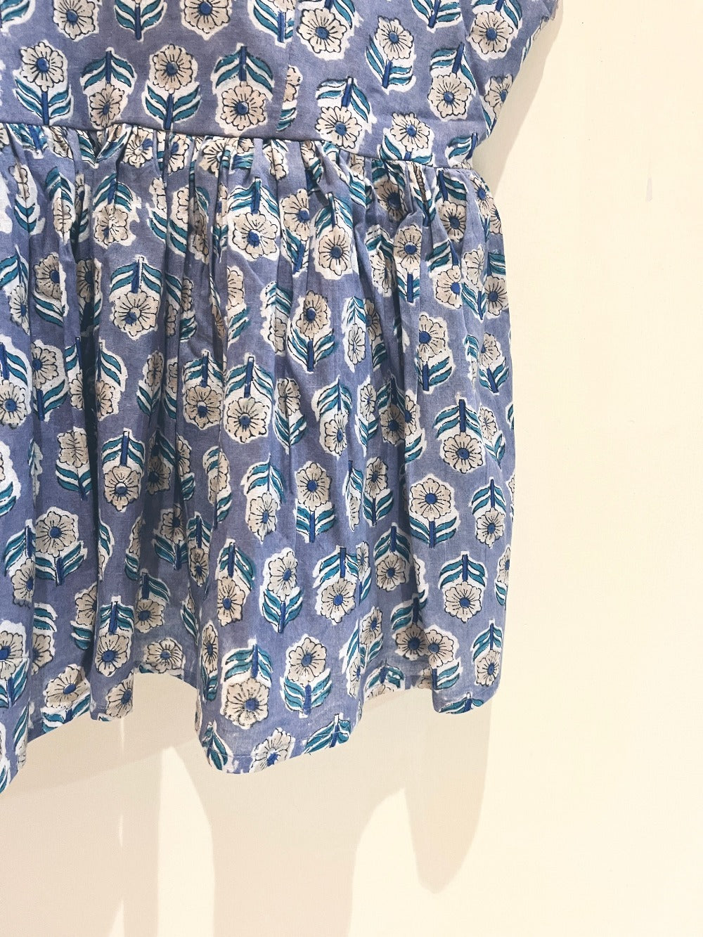 Grey Floral Block Printed Cotton Cami Top