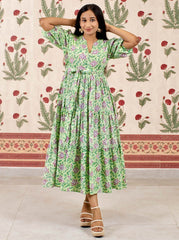 Gardenia: Floral Cotton Tiered Dress