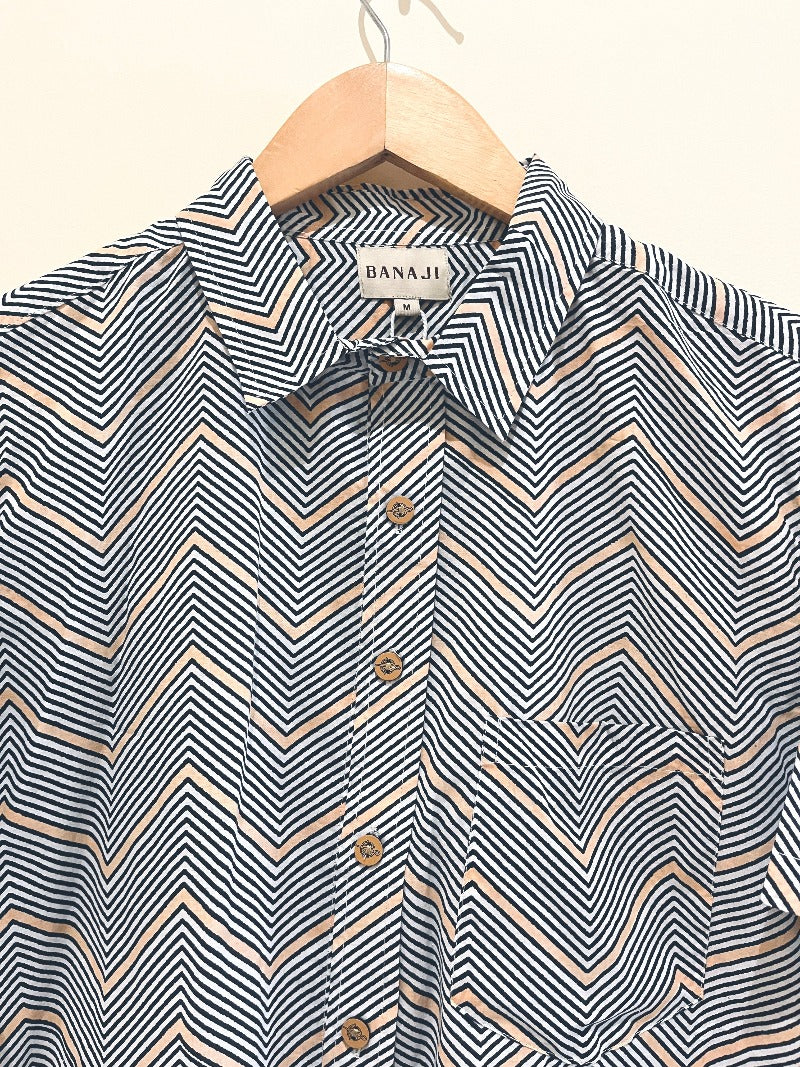 COTTON BLOCK PRINTED HALF SLEEVE SHIRT