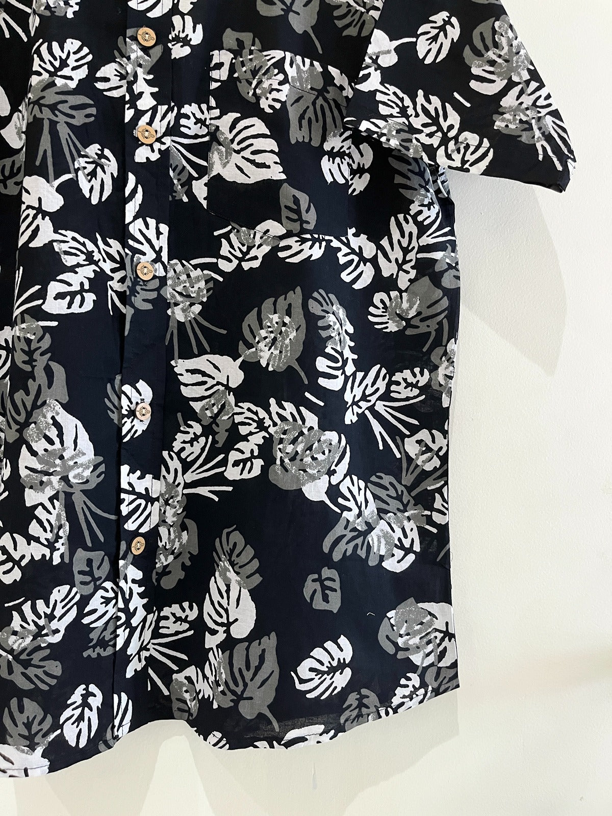 Black Cotton Printed Half Sleeve Shirt