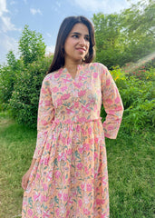 Peachy Floral Printed Dress