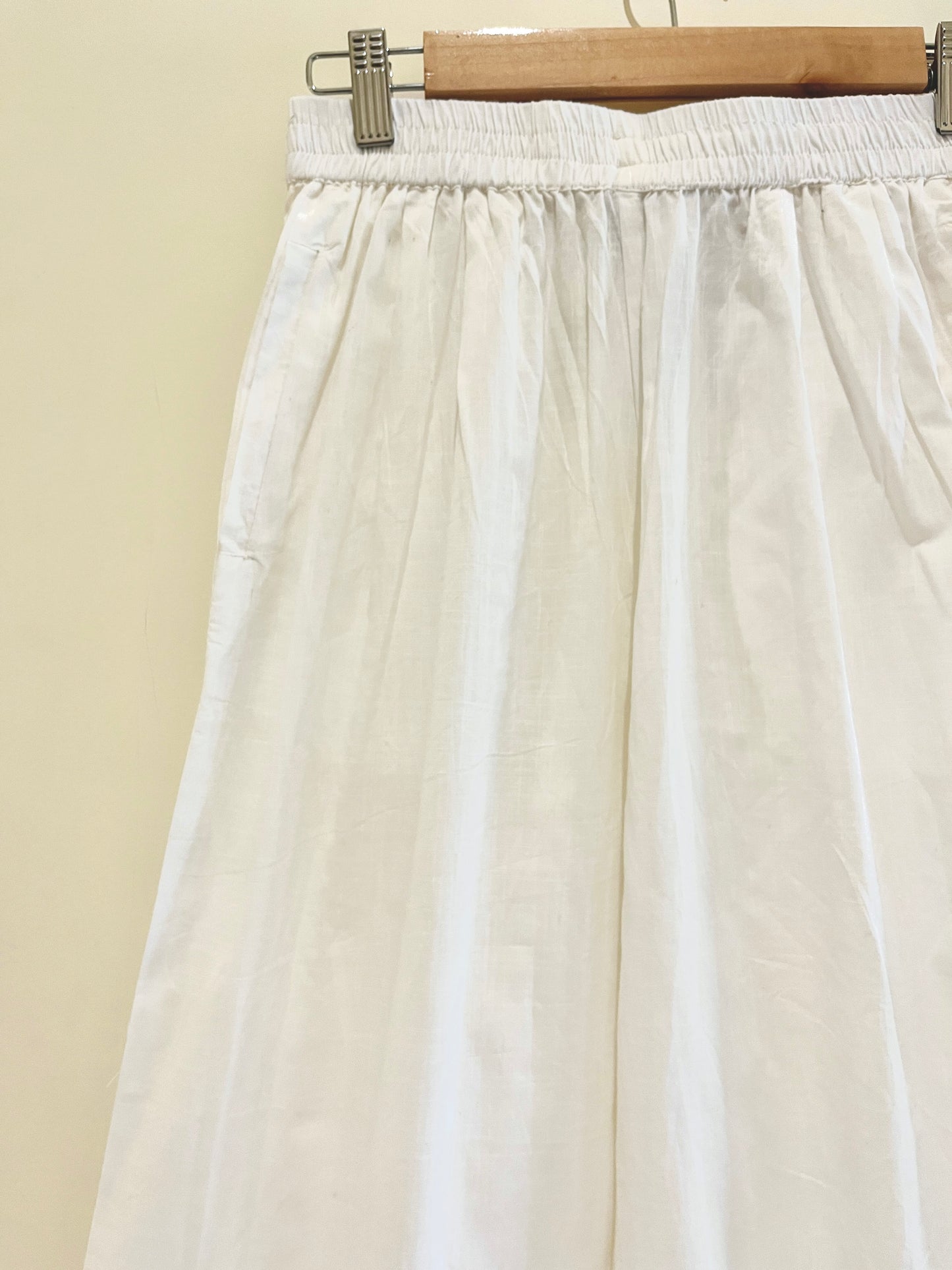 White Wide Leg Cotton Pants