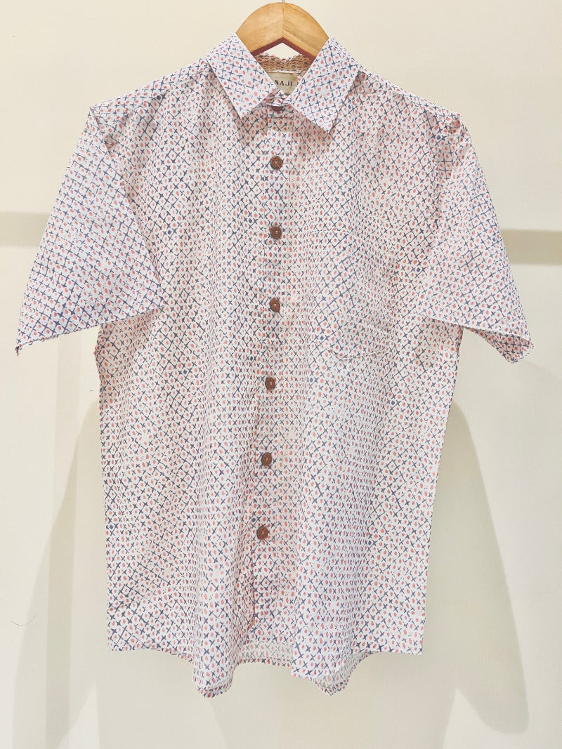 COTTON BLOCK PRINTED HALF SLEEVE SHIRT