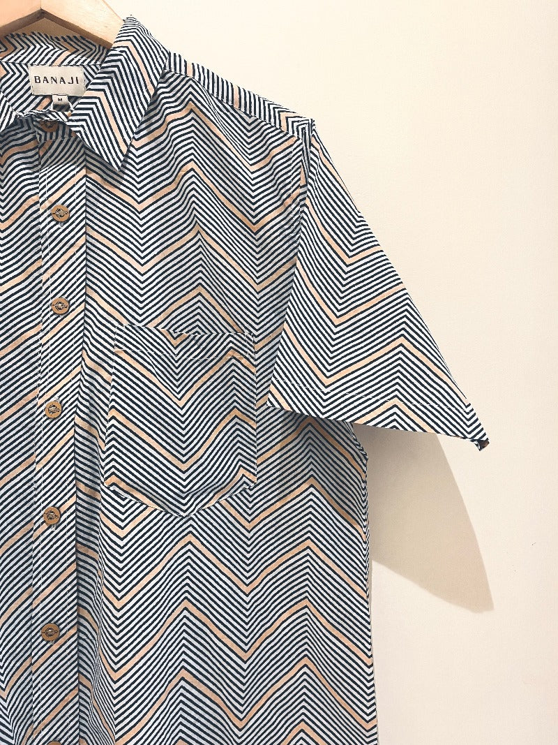 COTTON BLOCK PRINTED HALF SLEEVE SHIRT