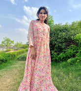 Peachy Floral Printed Dress