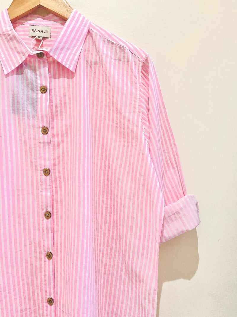 Baby Pink Stripe Printed Co-Ord Set