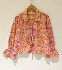 Pumpkin Block Printed Short Top Pre-order