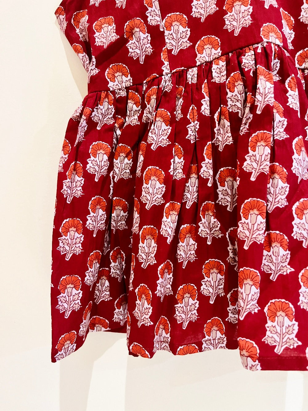 Royal Red Block Printed Cotton Cami Top